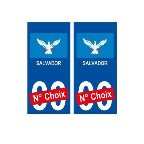 Salvador Ville Sticker Numéro Au Choix Autocollant Drapeau Brésil City - Couleur : Arrondis - Angles : Arrondis