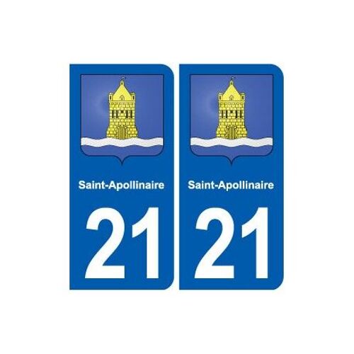 21 Saint-Apollinaire Blason Autocollant Plaque Stickers Ville - Couleur : Arrondis - Angles : Arrondis
