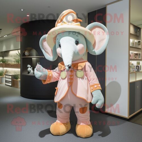 Personnage De Costume De Mascotte Redbrokoly D'éléphant De Pêche Vêtu D'une Combinaison Et De Chapeaux