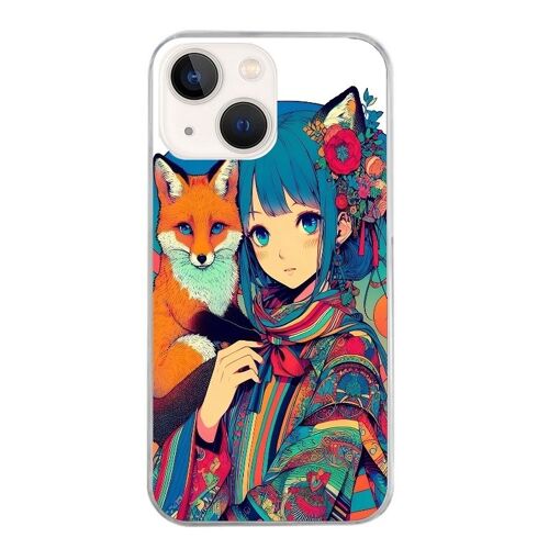Coque Pour Iphone 13 Motif Anime Et Fox Fleur