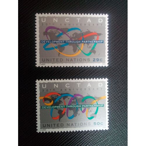 Timbre Nations Unis Ny Yt 665 / 666 Série: 30e Anniversaire De La Cnuced 1994 ( 120906 )