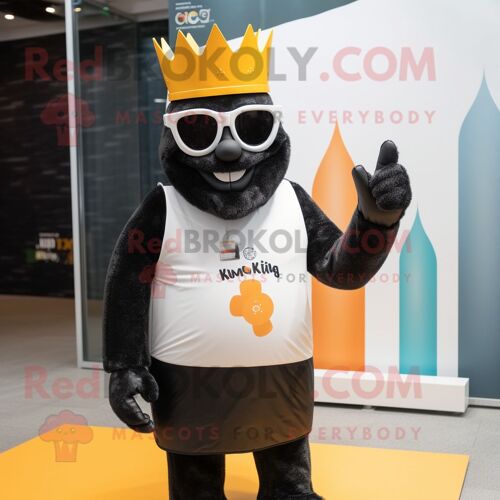 Personnage De Costume De Mascotte Redbrokoly Black King Habillé Avec Un Maillot De Bain Et Des Lunettes De Soleil