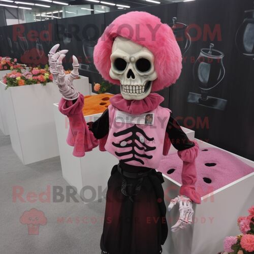 Personnage De Costume De Mascotte Redbrokoly De Cimetière Rose Habillé D'un Chemisier Et De Gants