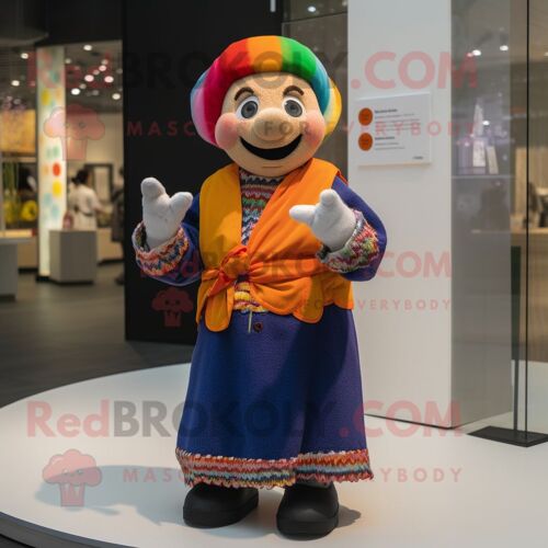Personnage De Costume De Mascotte Redbrokoly Juggle Habillé D'un Manteau Et De Bandeaux