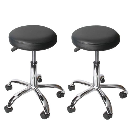 Tabouret Windhoek Pour Cabinet Médical / Salon De Beauté Similicuir   Noir, Lot De 2