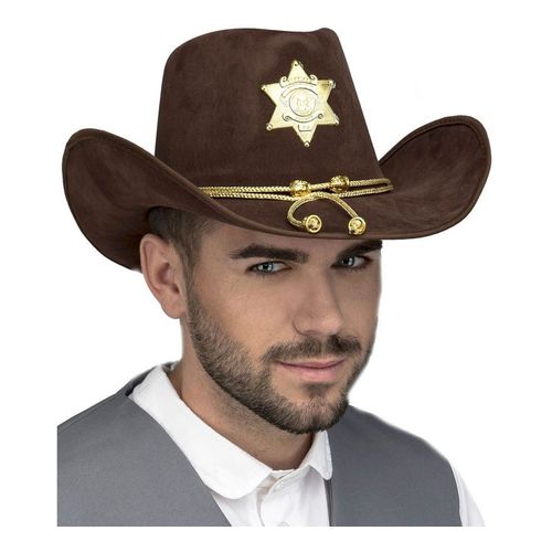 Chapeau Marron De Sheriff Avec ?Toile (Taille Unique Adulte)