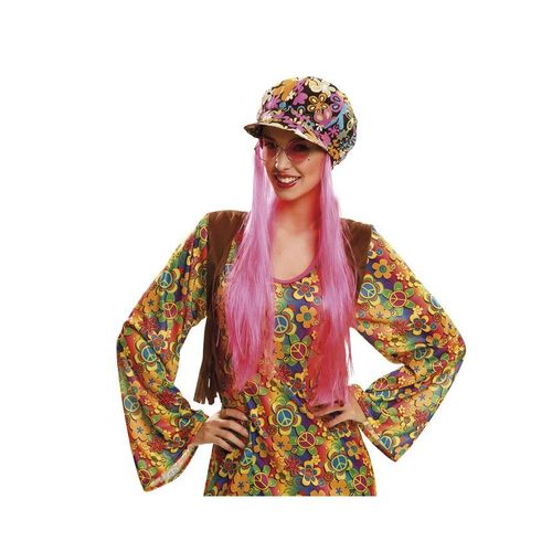 Casquette De Hippie Avec Cheveux Rose (Taille Unique)