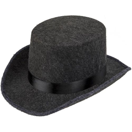 Chapeau Gris Haut-De-Forme Avec Ruban Noir