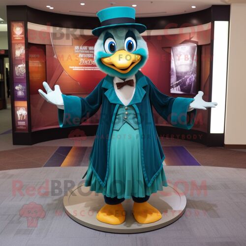 Personnage De Costume De Mascotte Redbrokoly De Magicien Bleu Sarcelle Habillé D'une Jupe Plissée Et De Montres