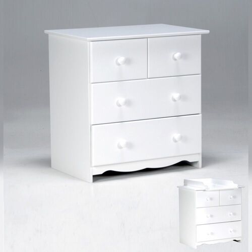 Commode Teddy 2 + 2 Tiroirs / Blanc/ 85x55x86