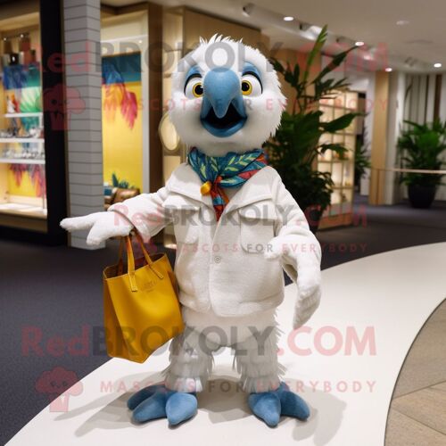 Personnage De Costume De Mascotte Redbrokoly D'ara Blanc Habillé D'un Pull Et De Pochettes