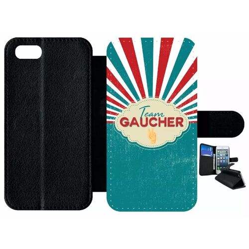 Etui À Rabat Iphone 7 - Team Gauchers - Simili-Cuir - Noir