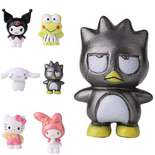 6 Pcs Sanrio Series Cinnamoroll Kuromi Melody Badtz-Maru Keroppi Hello Kitty Mignon Figures Jouet Modèle De Collection Poupées Table Décorations Ornements Cadeau