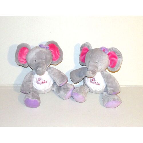 Elephant Arthur Et Lola Lot 2 Doudou Bebisol Peluche Rose Et Mauve