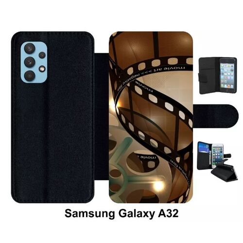 Etui À Rabat Galaxy A32 4g - Cinema Film - Simili-Cuir - Noir