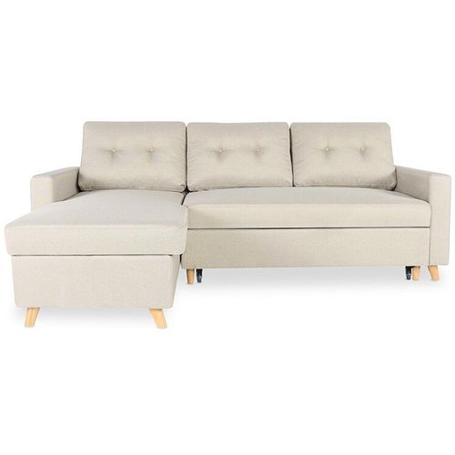 Canapé D'angle Convertible Réversible Falko Tissu Beige - Style Scandinave