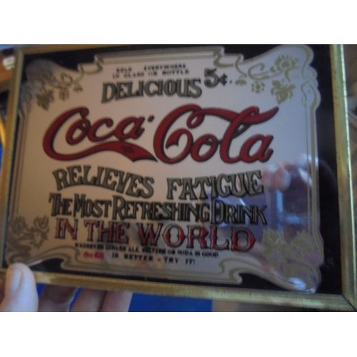 Cadre Miroir Coca-Cola - 15,5 X 20,5 Cm Bords bois