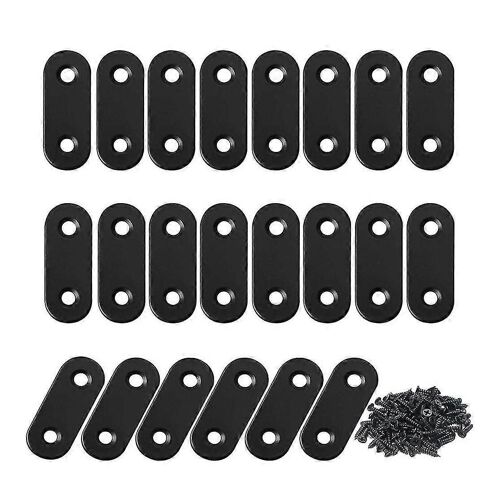 Supports d'accolade droits en acier inoxydable noir plaque de réparation connecteur avec vis brack plat 22 pcs