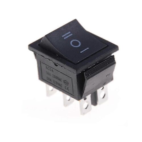 1pcs Kcd4 Interrupteur à bascule Noir Dpdt On/off/on 6 broches 16a / 250vac 20a / 125vac p20241126503