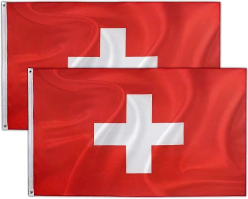 2 Pcs Suisse Flag 3x5 Foot 2022 Décorations De La Coupe Du Monde