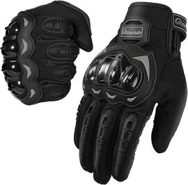 Gants Moto Tactile Protection Plein Doigt Pour Moto, Vtt, Velo, Trottinette , Motocross, Enduro, Scooter ,Sports Plein Air - Mi Saison - Noir - Taille Xl