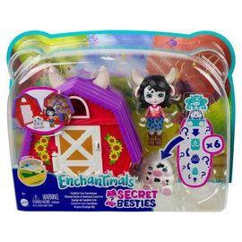 Coffret Enchantimals La Maison De La Vache + Poupée Cambrie Vache - Coffret Mini Poupee + Animaux + Accessoires - Set Figurines