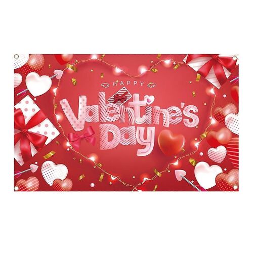 Toile de fond de la Saint-Valentin bannière amour coeur Party décorations photographie fond pour la Saint-Valentin 71 X 43,3 pouces
