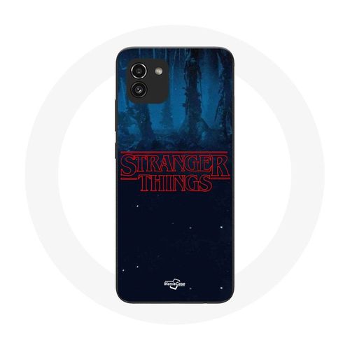Coque Pour Samsung Galaxy A03 Stranger Things Logo Fond Bleu De La Saison 2