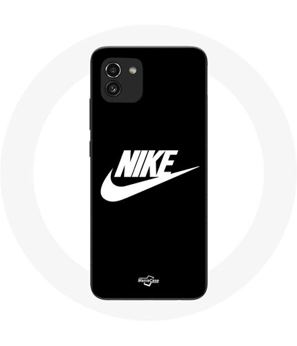 Coque pour Samsung Galaxy A03 Nike Logo blanc fond Noir