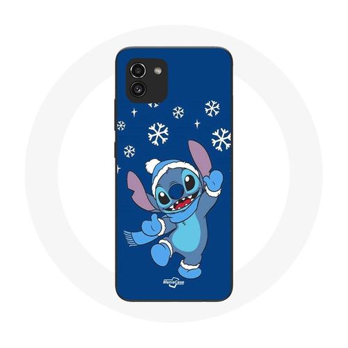 Coque Pour Samsung Galaxy A03 Stitch Neige Noël Bleu