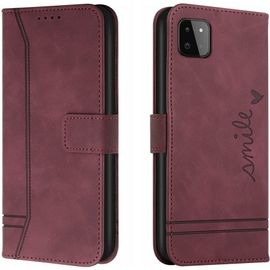 Coque Samsung Galaxy A22 5g, Cuir + Tpu Flip 3 Porte Cartes Stand Pour Galaxy A22 5g. Wine Red Hxa