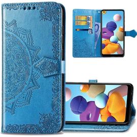 Iphone 12 Pro Max Coque, Coque Cuir Stand Support, Iphone 12 Pro Max. Mandala Blue Sd
