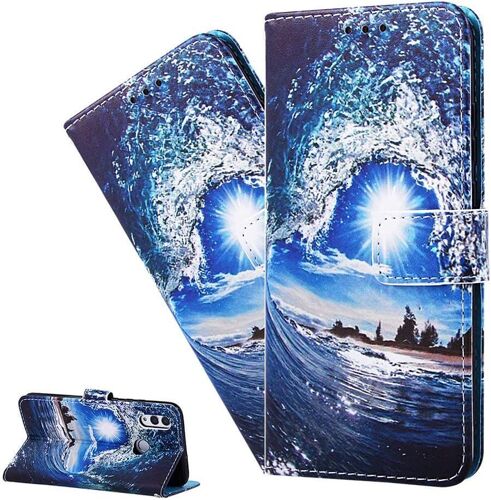 Coque Galaxy A30S / A50S,Etui Housse pour Samsung Galaxy A30S Coque Blue Mer Soleil PU Cuir Flip Wallet Coquille Couverture pour Samsung Galaxy A30S,YB Blue Sea Sun
