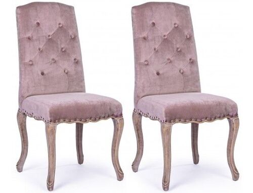 Chaise Lot de 2 chaises Diva velours rose