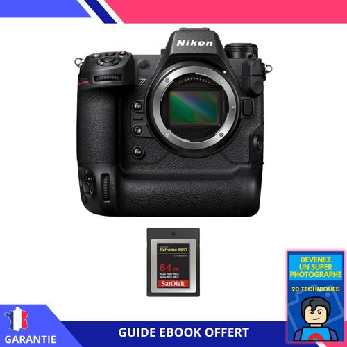 Nikon Z9 Nu + 1 SanDisk 64GB Extreme PRO CFexpress Type B + Ebook 'Devenez Un Super Photographe' - Hybride Nikon
