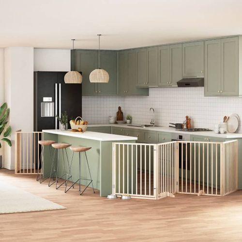 Vidaxl Barrière Pour Chien Porte Pliable 8 Panneaux Bois De Peuplier