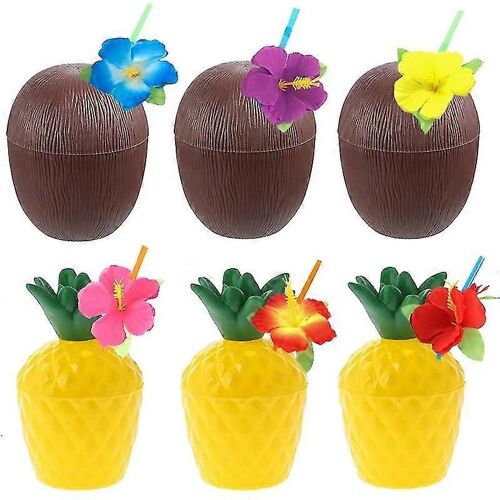 Fête Hawaïenne Noix De Coco Ananas Tasses Luau Fête D¿Été Fête Sur La Plage Anniversaire Fête Hawaïenne Tropica