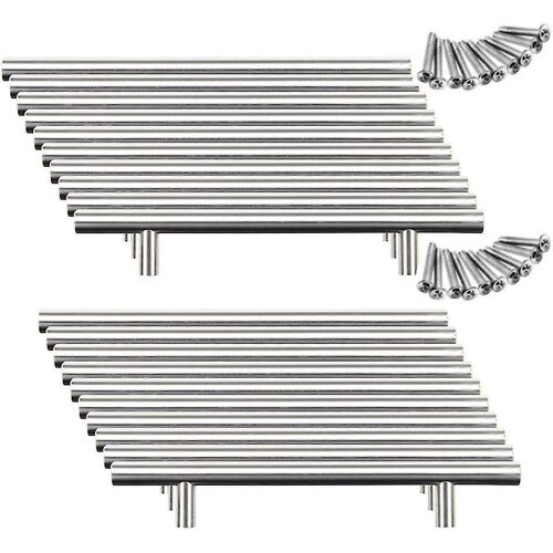 20pcs Armoire de cuisine Armoire Poignée de porte en acier inoxydable (128mm (Pas de trou))