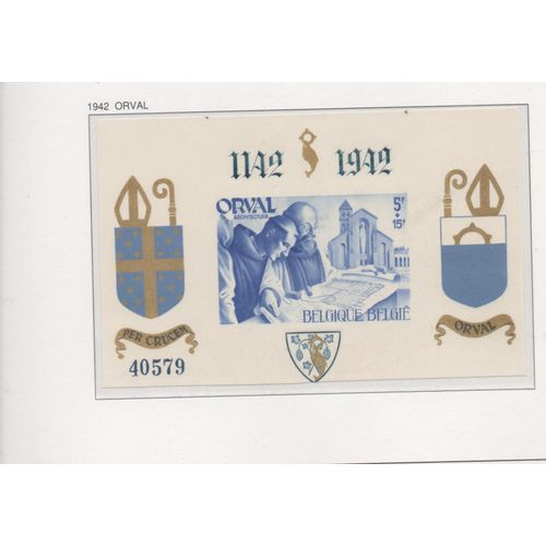 Belgique Timbre L'Abbaye D' Orval , Non Dentelé 1942