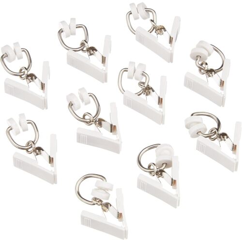 Kalanka-Gardinia Anneau Coulissant Avec Pince En Plastique Pour Rails, 20 Pièces, Blanc