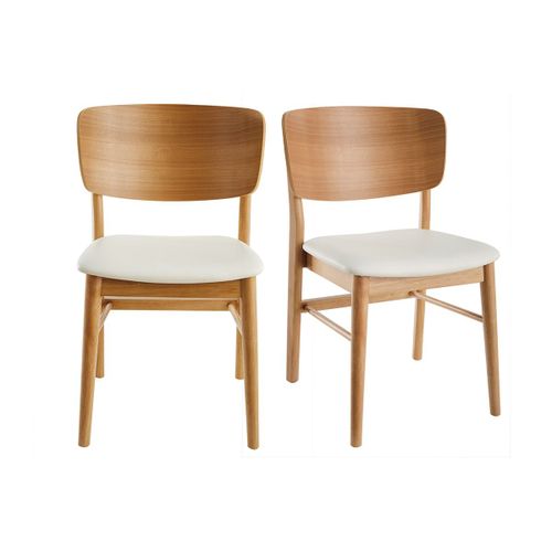 Chaises Scandinaves En Bois Clair Et Blanc (Lot De 2) Sheldon