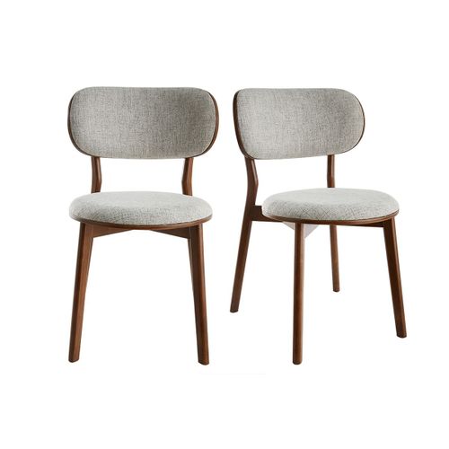 Chaises Scandinaves En Tissu Gris Clair Et Bois Foncé Noyer (Lot De 2) Fauvette