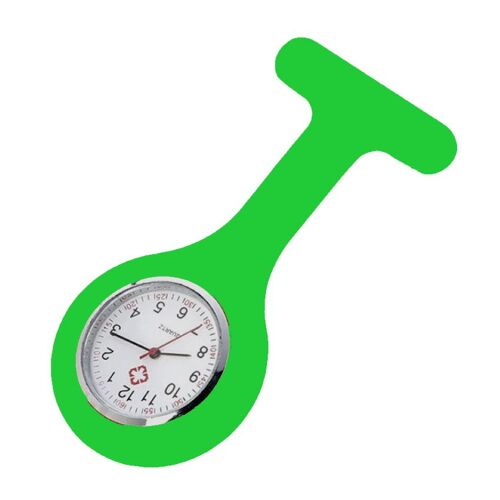 Montre Infirmière Silicone Professionnelle Verte- Fixation Par Broche