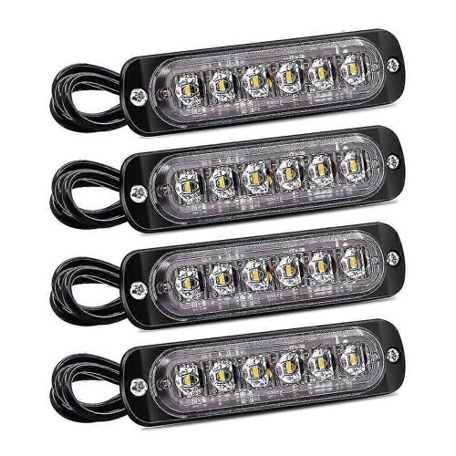 Stroboscope Side Lights, 6 Led Hazard Warning Light Bar, Amber Trouble Beacon, Feux Clignotants D'urgence, Imperméable À L'eau 12v 24v Universal Pour Camion De Voiture 4pcs