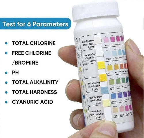 6 En 1 Papier D'essai Pour Piscine Papier D'essai De Ph Papier D'essai De Qualité De L'eau Chlore Résiduel Qualité De L'eau Ph Chlore Résiduel