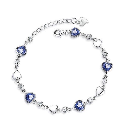 Bracelet En Argent Classique Femme Avec Zircons Bleus