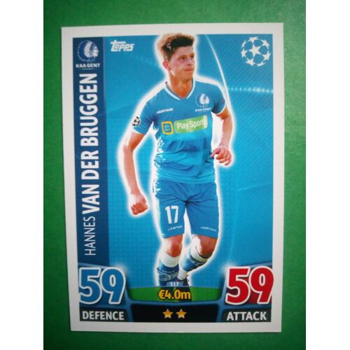Hannes Van Der Bruggen 317 - Kaa Gent - Match Attax Topps 2015/2016 - Uefa Champions League