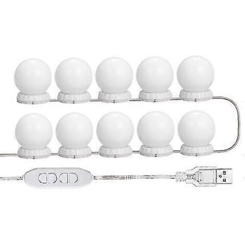 Kit D¿Éclairage De Miroir De Commode À Led, 10 Ampoules À Intensité Variable, Kit D¿Éclairage Led À Intensité Variable Avec Port Usb, 10 Niveaux De Luminosité, 3 Modes De Couleur, Pour Lampes De Vanit
