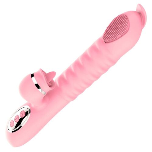 Godemichet Télescopique Pour Femme, Vibrateur Réaliste, Léchage De Langue, Vibration De Lapin Chauffant, Stimulateur De Point G, Jouets Sexuels Pour Adultes