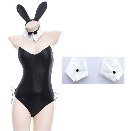 Costume Cosplay Lapin Fille Sexy Kawaii, Matériel En Polyester Mat, Mignon Ensemble Femme, Bouton Dissimulé, Entrejambe Ouvert